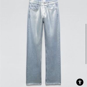 Zara:  MID-RISE TRF STRAIGHT LEG METALLIC JEANS